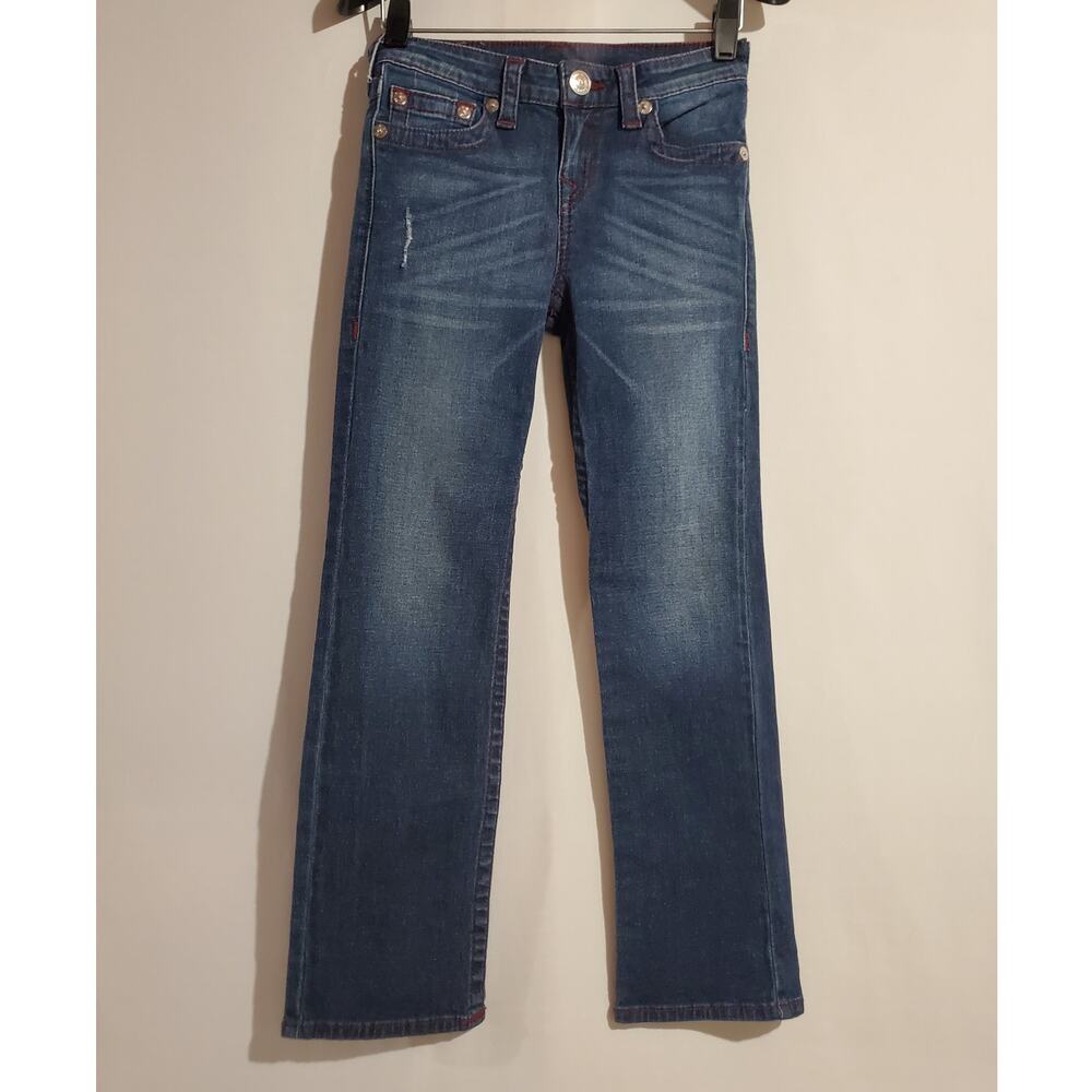 True Religion Kids SE Straight Flap Pocket Dark Wash Jeans Size 8 Youth Unisex - Picture 2 of 9